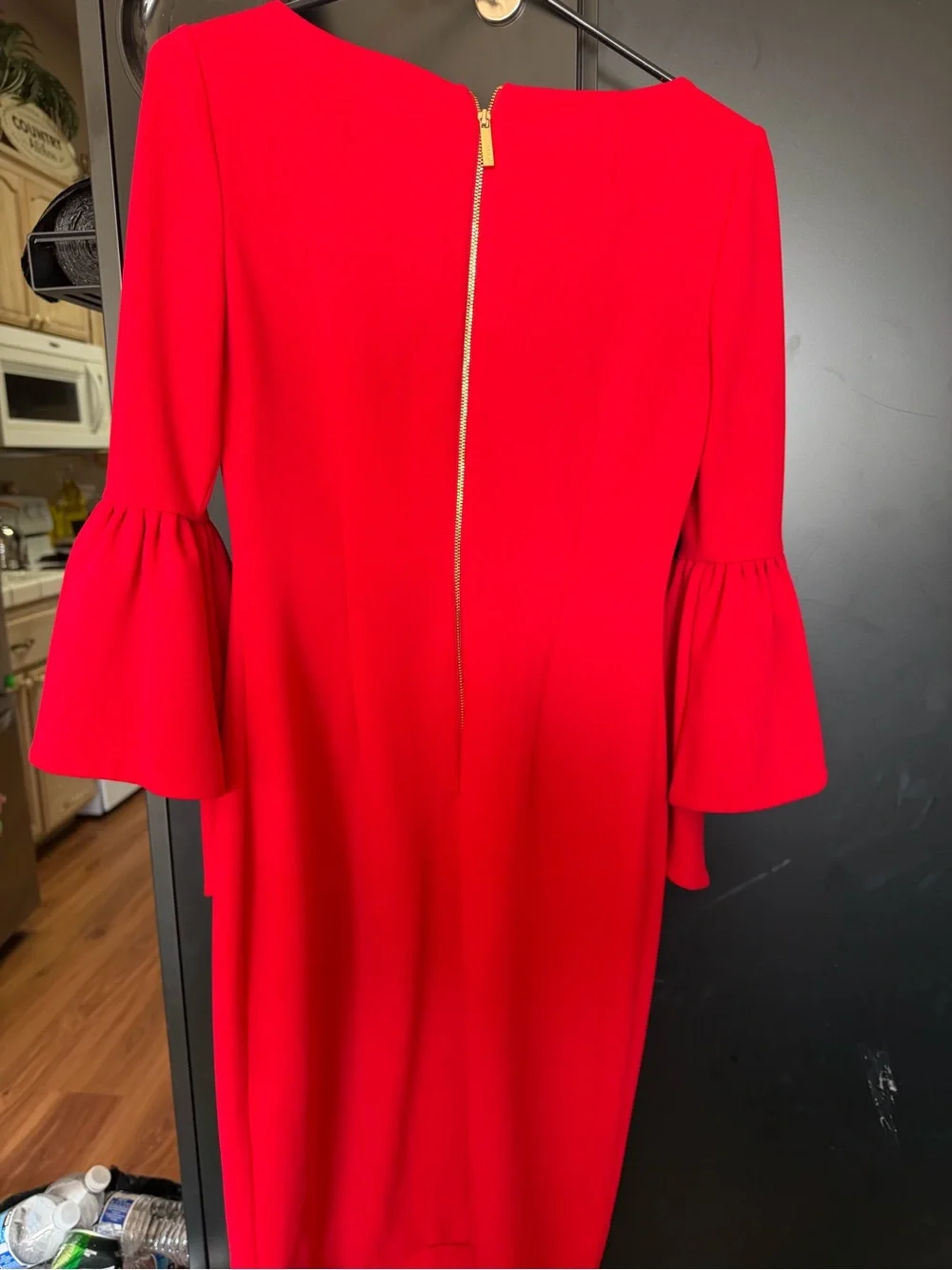 Calvin Klein Red Bell-Sleeve Sheath Dress size 4 - Picture 4 of 6